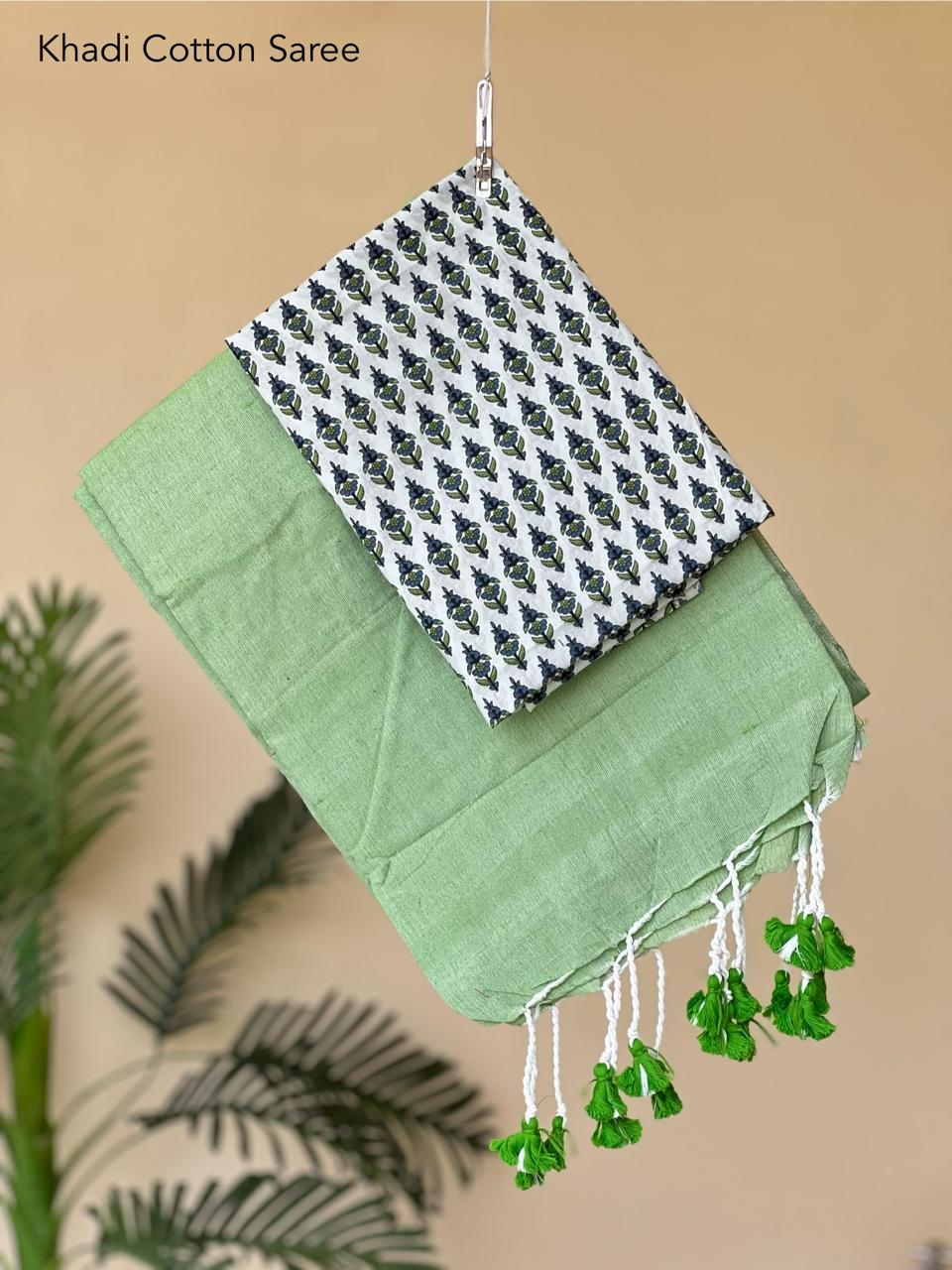 Khadi Cotton Saree with Blouse Piece